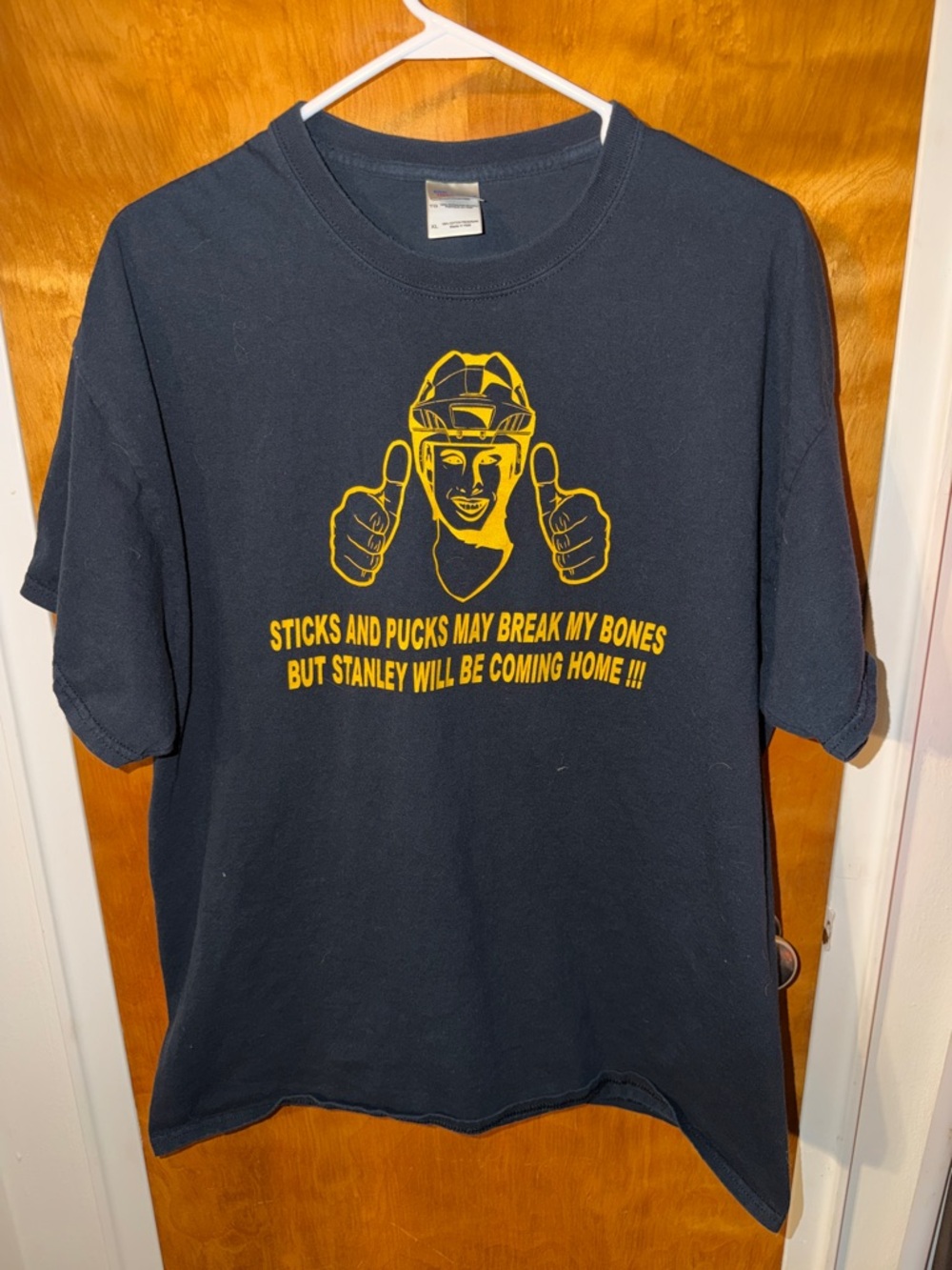 Gildan Black Short Sleeve Tee with Yellow Hockey Graphic